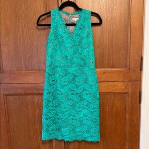Shoshanna Green Lace Surplice Mini Dress